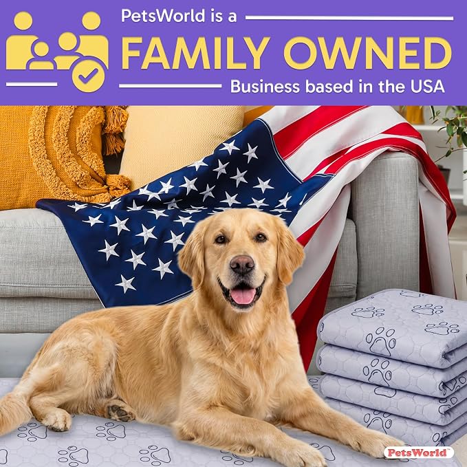 Washable Reusable Dog Pee Pads (Pack of 8) – 34” x 52” Extra Large Training Pads with Non- Slip Backing – Waterproof, Leakproof, Absorbent Pet Pads for Puppies & Dogs