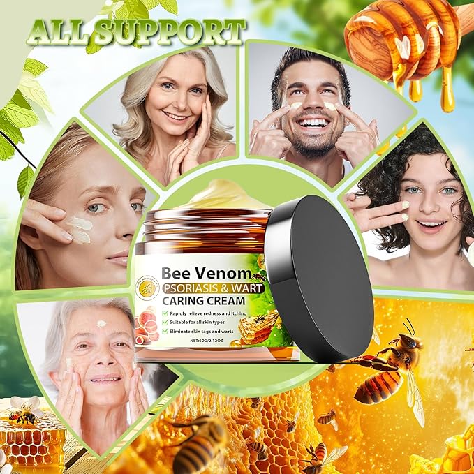 Bee Venom Skin Treatment Cream, Long-Lasting Hydrating & Natural Restoration Balm For All Skin Types, Scientifically-Validated Bee Venom Comprehensive Cream, 2.12 OZ