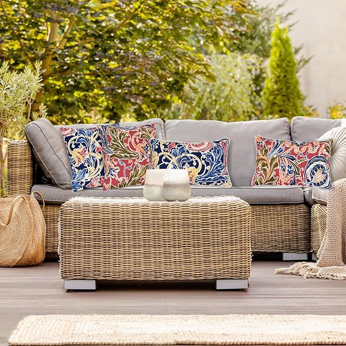 JMGBird Outdoor Pillowcases Waterproof Outdoor Pillows Covers | 18x18 Outdoor Throw Pillow Covers 2 Color Combinations Outdoor Patio Pillows for couch