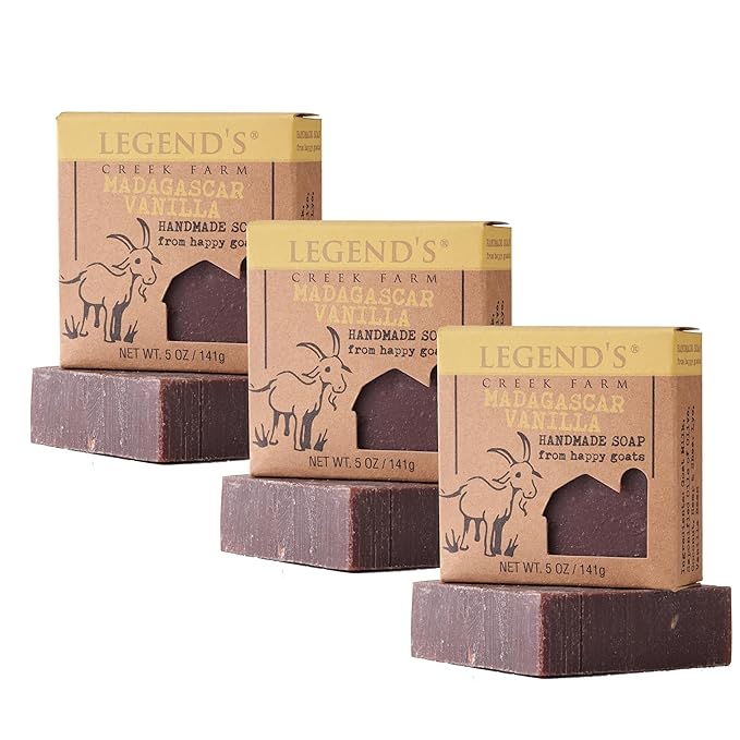 Legend's Creek Farm Goat Milk Soap - Cleansing Moisturizing Bar for Hands and Body - 5 Oz Creamy Lather, Nourishing, Gentle Natural Soap for Sensitive Skin (Madagascar Vanilla, Pack of 3)