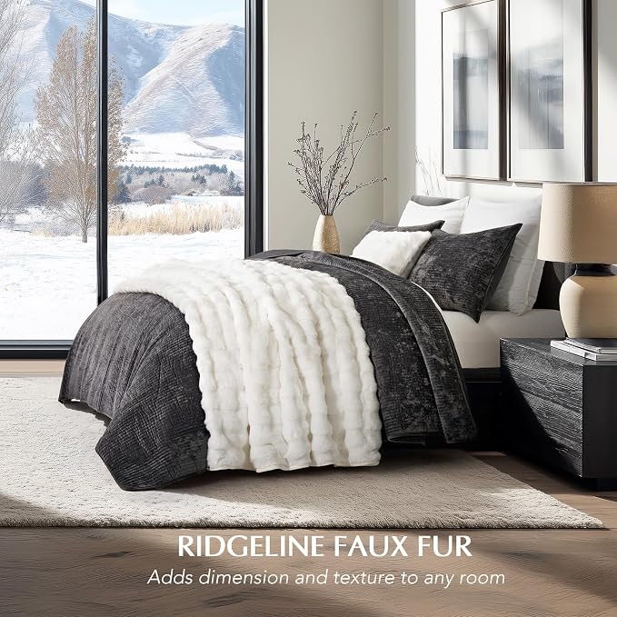 Faux Rabbit Fur Bubble Throw Blanket, 60"x80", Bright White | Ultra Soft, Luxury Faux Rabbit Fur Throw, Thick Warm Bubble Blanket, Cozy Fluffy Reversible, for Bed, Couch, Chair, Sofa