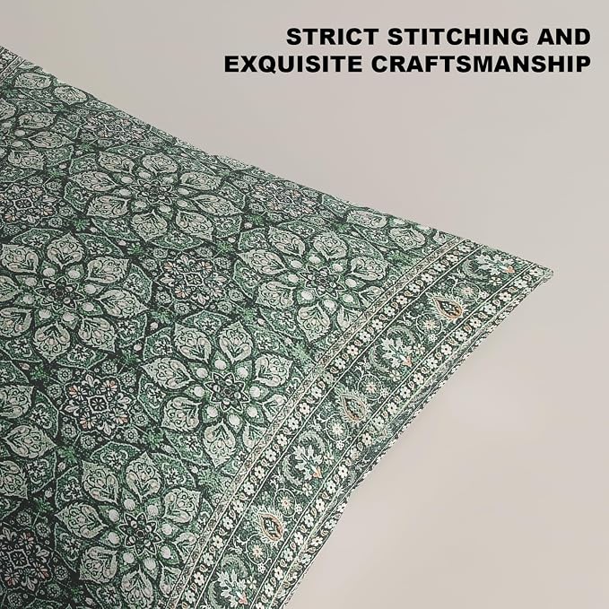 Boho Throw Pillow Covers 26x26 inch Set of 2,Soft Pillowcases Bohemia Carpet Printing Pattern Decorative Sofa Living Room Bed Square Pillow Case Cushion Cover-Green Flower