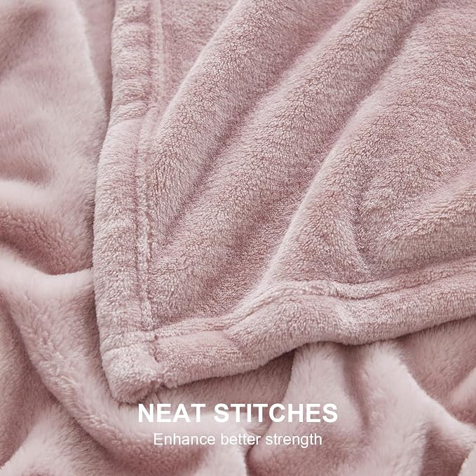 Hansleep Throw XL Pink Fleece Blanket, Soft Flannel Bed Blanket | Fuzzy Cozy Blanket 50x70 Inches, Multi-use for Bed, Sofa, Couch, Travel, Camping, All Season Warm Lightweight Cover