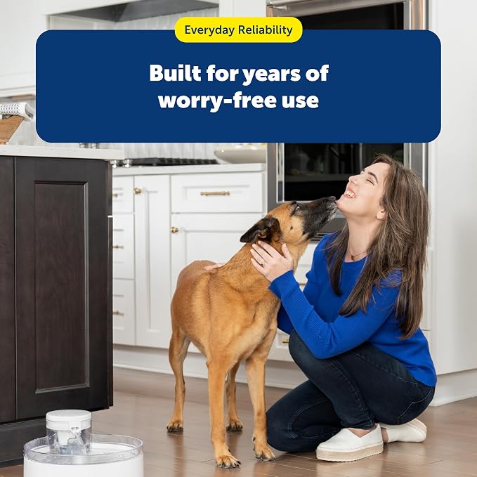 PetSafe Outlast Pumpless Dog Water Fountain, 128 oz, Dogs & Multiple Cats | Pumpless HydroSpin Design Cycles 128 Oz Water, Ion-x Carbon Filter Softens Water, Smart Sensors Slow Flow at Night