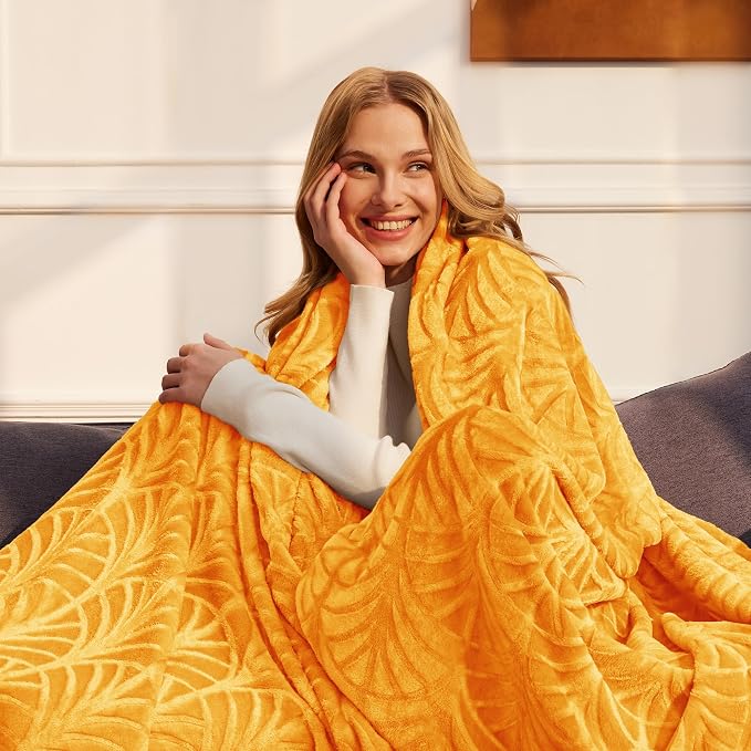 Whale Flotilla Soft Flannel Fleece King Size Bed Blanket, Lemon Yellow | Cozy Lightweight Breathable Coverlet, Plush Fluffy Bedspread, Vintage Pattern Decorative Blanket for Bed All Season, 90"x104"