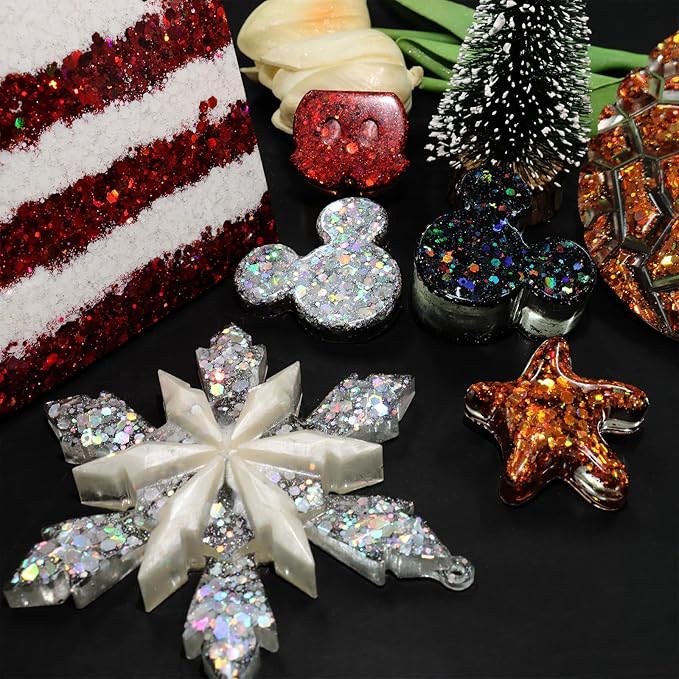 Ceya Chunky Glitter, 1 LB/ 16OZ Pearl White Bulk Craft Glitter Mixed Chunky Fine Glitter Bottled Metallic Flake Nail Sequins for Epoxy Resin, Tumblers, Scrapbooking, Party, Festival Decor, Art Project