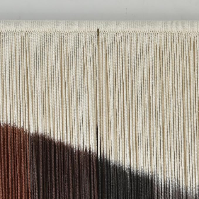 Jakalin Macrame Wall Hanging Brown Geometric Fiber Art Living Room 33" x57" | Geometric Dip-dyed Macrame Wall Art With Rich Brown-red Tones, Boho Texture, Artisan Character, and Home Style.