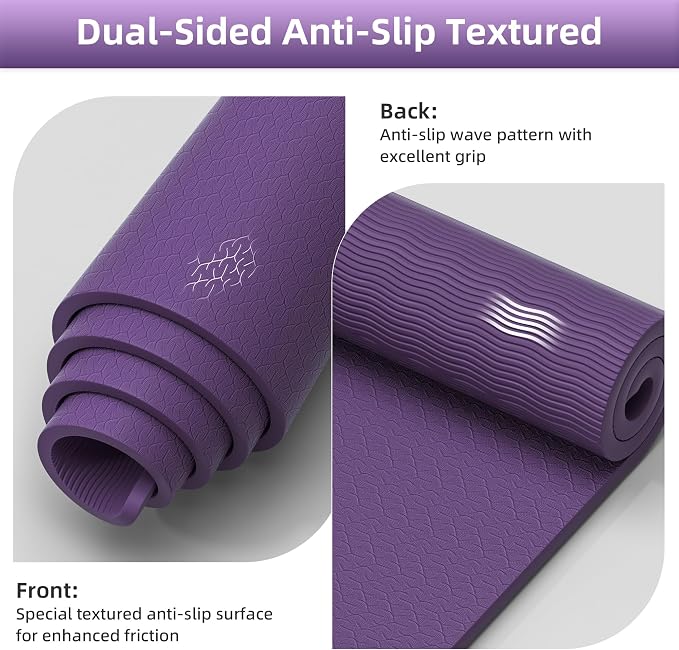 HAHE Extra Wide Yoga Mat, 75"x 32" POE Non Slip Exercise & Fitness Mat for Home Workout, 8mm Thick Large Yoga Mat for Men & Women, Deer Print Pilates Mats with Carry Strap