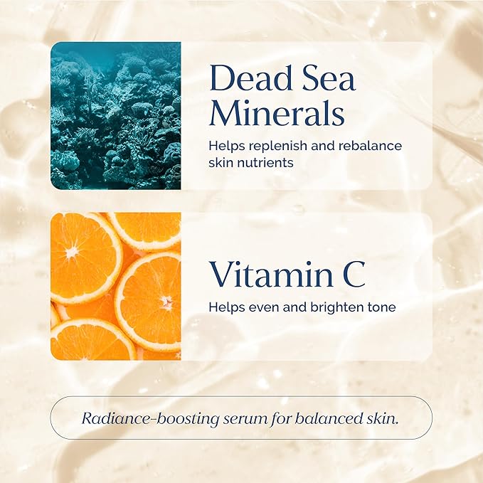 Toning Skin Serum with Vitamin C Complex & Dead Sea Minerals – Brightening, Dark Spot Minimizer, Toning Facial Serum – Vegan, Paraben-Free – 2 fl oz