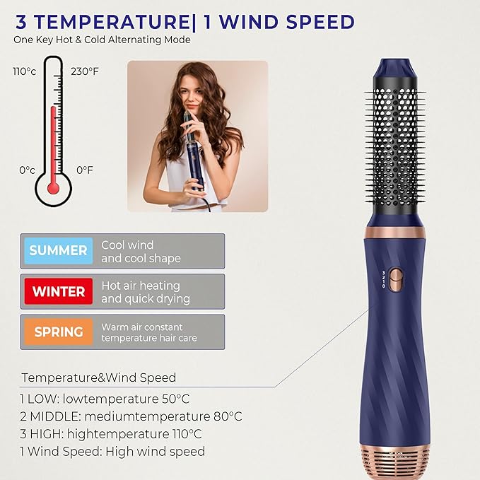 6 in 1 Hair Dryer Brush Set, Negative Ion Blow Dryer Brush Upgrade Hot Air Brush Air Styler Curling Wrap Air Curler, Curling Iron Hair Styling Tools As A Gift for Straight/Curl/Drying/Smoothing