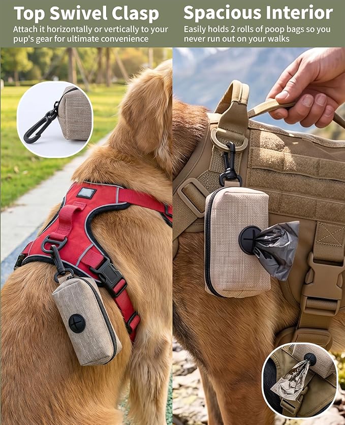 3 Pcs Dog Treat Pouches for Pet Training & Poop Bag Holder for Leash, Hands-Free Portable Auto-Closing Puppy Snack Bag with Carabiner for Travel Or Outdoors
