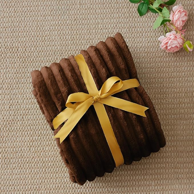 BEDELITE Ribbed Twin Blanket for Couch & Bed, Chocolate Brown, 60"x80" | Ultra-Soft Plush Fleece, Cozy, Warm Yet Lightweight, Ribbed Texture, Home Decor, Machine Washable, Giftable, All-Season Use