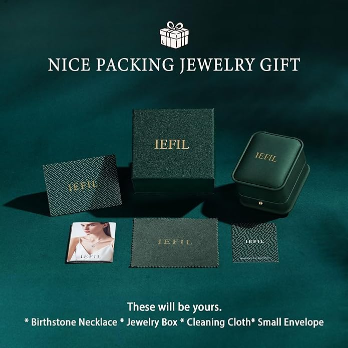 Iefil Valentines Day Gifts for Her - 925 Sterling Silver Birthstone Necklace for Women, Anniversary Birthday Gifts for Wife Girlfriend Mom