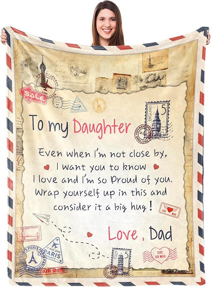 UFOORO Throw Blanket Gifts for Daughter from Dad, Best for Daughter, Present for Adult Daughters, Mothers Day Christmas Valentines Birthday Gifts 55"X70"