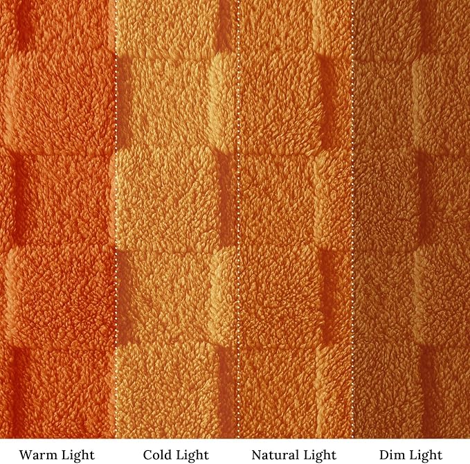 Exclusivo Mezcla 3D Checkered Fleece King Blanket for Bed, Burnt Orange | Super Soft and Cozy Fluffy Blanket, Lightweigh and Breathable Blanket for Living Room, Bedroom, Decor, All Season, 104"x90"