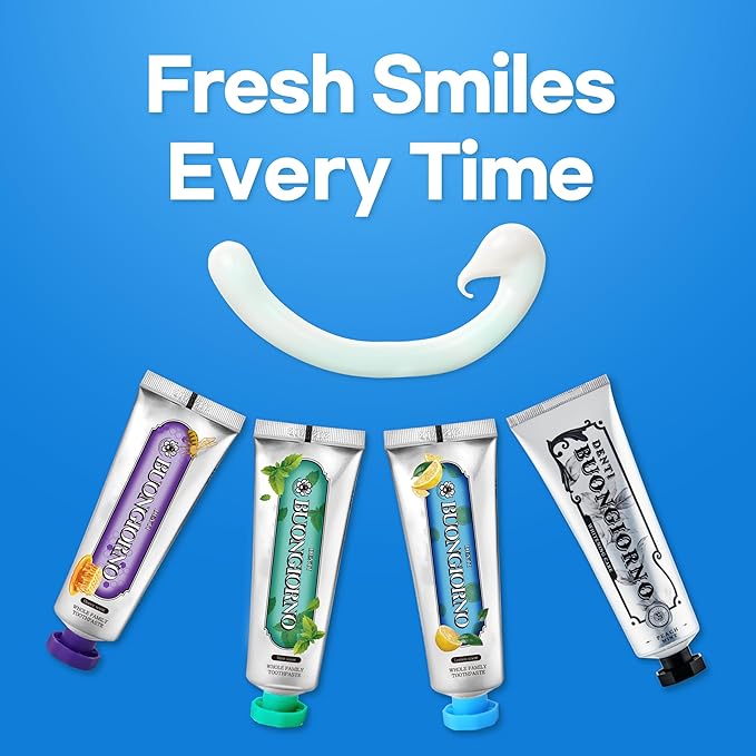 DENTI BUONGIORNO Plaque Care Toothpaste (Lemon Mint) – Deep Clean for Tartar Control & Heavy Plaque, Natural Whitening(Baking Soda), Cavity Protection, Paraben & SLS Free (3.52fl oz / 100g)