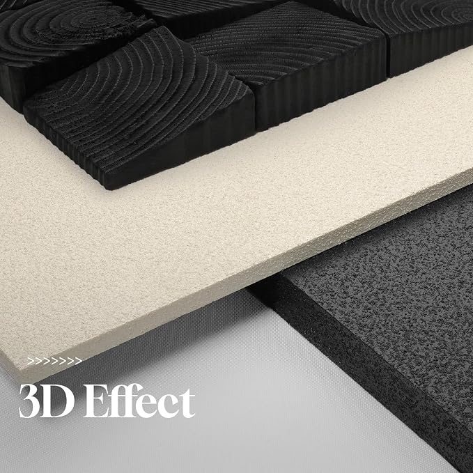 Cuspin Large 3D Wood Textured Wall Art, Black and White Modern Artwork for Walls, Abstract Minimalist Geometric Wooden Wall Decor for Living Room Bedroom Dining Room Hallway Office