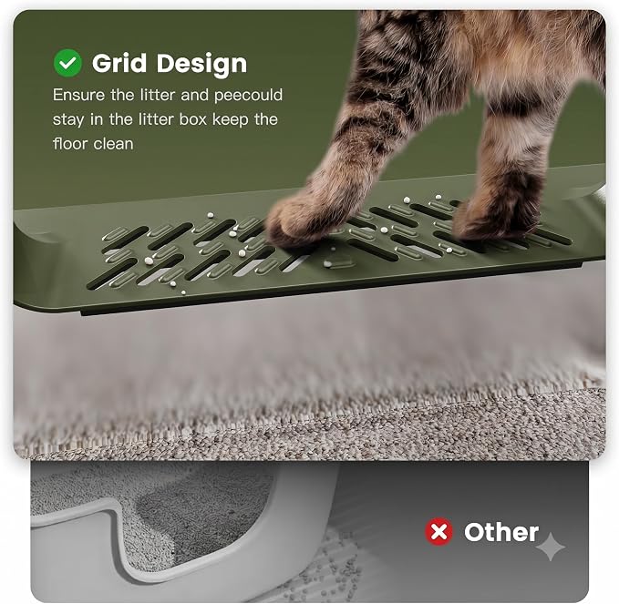 XXXL Stainless Steel Cat Litter Box with Lid, 26" L x 18" W x 12" H Metal Litter Box with High Sides for Big Cats & Multiple Cats, Never Absorbs Odors, Anti-Urine Leakage, Easy Cleanin(Green)