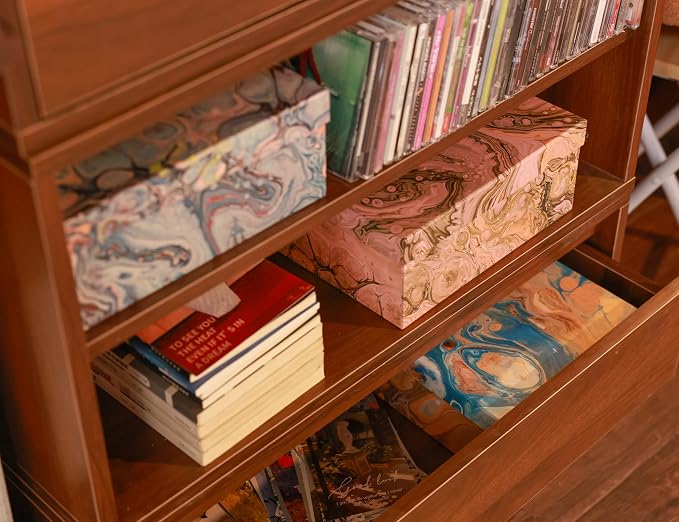 3-Piece Decorative Storage Boxes with Lids, Pigment Design, Table Decor, Cardboard Paperboard Keepsake box Set, Photo Storage Box for Memory, Home Decor, Modern Decoration Organizer