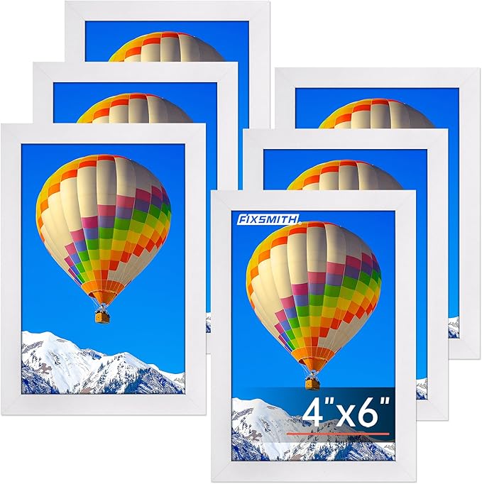 4x6 Picture Frame Set of 6, White Photo Frames Bulk with HD Plexiglass for Wall Hanging or Tabletop Display, Multi Picture Frames Collage for Wall Decor
