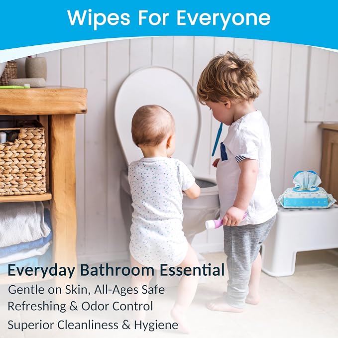 WONDERFUL Flushable Butt Wipes, Unscented 100% Plant-Based Wet Wipes for Adults & Kids, Sewer & Septic Safe, Gentle for Sensitive Skin, Wipes Flushable Pack for Bathroom & Travel, 3-Pack (180 Count)