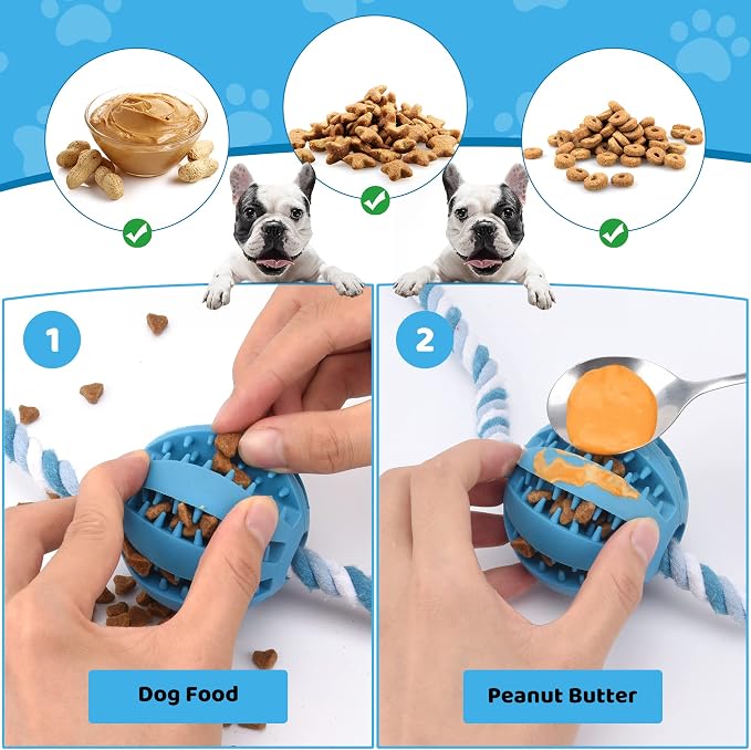 Interactive Dog Toys, Crate Training Aids for Puppies, Reduce Stress Anxiety Peanut Butter Dog Food Treat Dispenser Toys