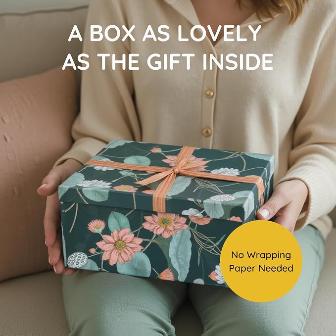 Soul & Lane - Enchanted Garden Decorative Storage Boxes with Lids, Set of 3 | Large Nesting Paperboard Storage Boxes for Keepsakes and Photos, Bold Dark Floral Containers for Home Decor