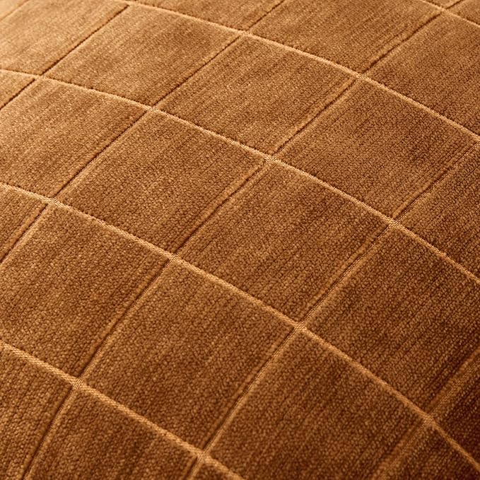 MIULEE Bronze Plaid Decorative Fall Throw Pillow Covers 20x20 Set of 2 | Vintage, Check Chenille Couch Pillows, Boho Farmhouse Cushion Covers, Modern Home Decor for Sofa Bed Living Room