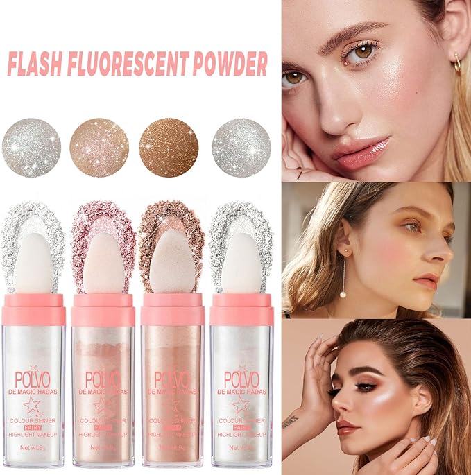 Hair and Body Glitter Powder, 2PC Highlighter Glitter Makeup for Clothes, Festival Rave Prom Loose Sparkle Powder,Holographic Ultra Fine Resin Glitters for Crafts (Pearl White+Silver)