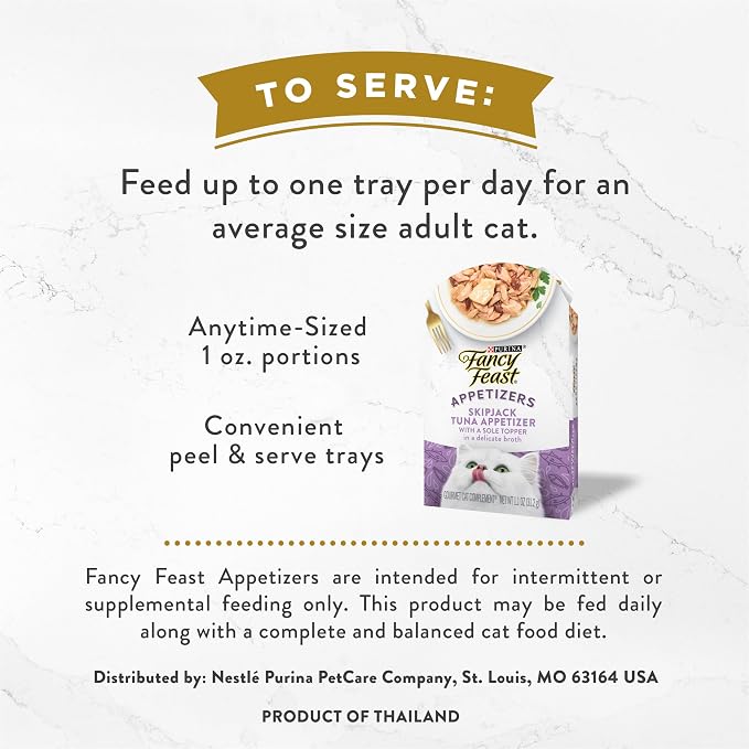 Purina Fancy Feast Appetizers, Skipjack Tuna & Sole, 1.1 oz trays, 10-Pack