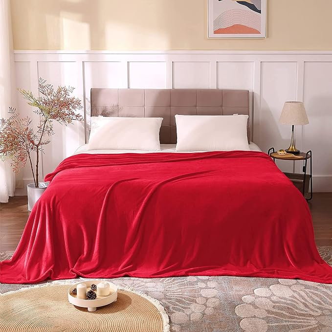 BEDELITE Fleece Blanket Soft Plush Full Bed Blanket Red 84"x90" | Ultra Soft Fleece, Plush Microfiber, Lightweight Warmth, All Season Comfort, Fade Resistant, Machine Washable, Couch Sofa Bed