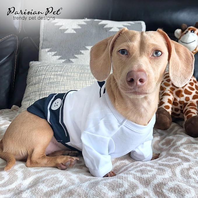 Parisian Pet Sailor Dog Costume - 100% Cotton Dog Clothes for Large Dogs Boys - Lightweight, Breathable Puppy Outfits - Funny French Bulldog Clothes - Cute Navy Pet Shirt - Stretchy T Shirt for Dogs