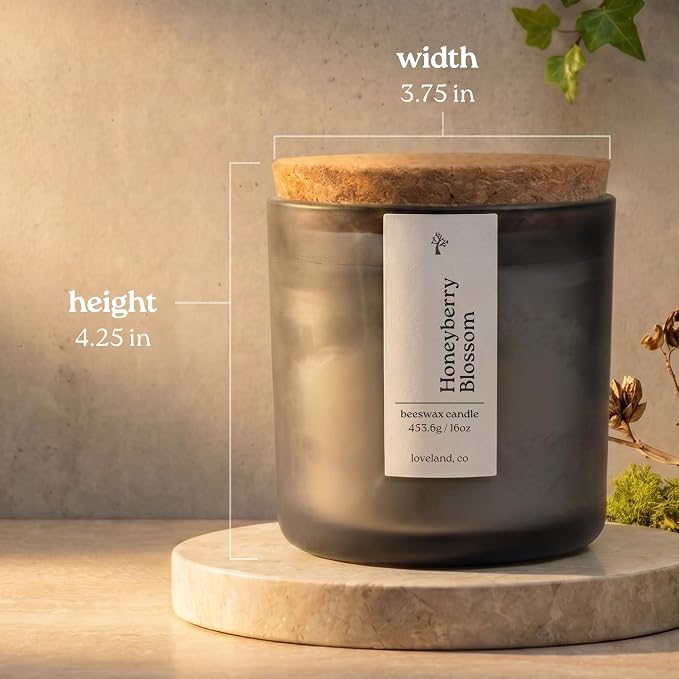 Aspen & Oak Luxury Beeswax Candle, 16oz | Long Burning Pure Beeswax Candles, Non Toxic, Natural, Clean, Essential Oil Scented Organic Candles, Home Decor & Gifts (Honeyberry Blossom)