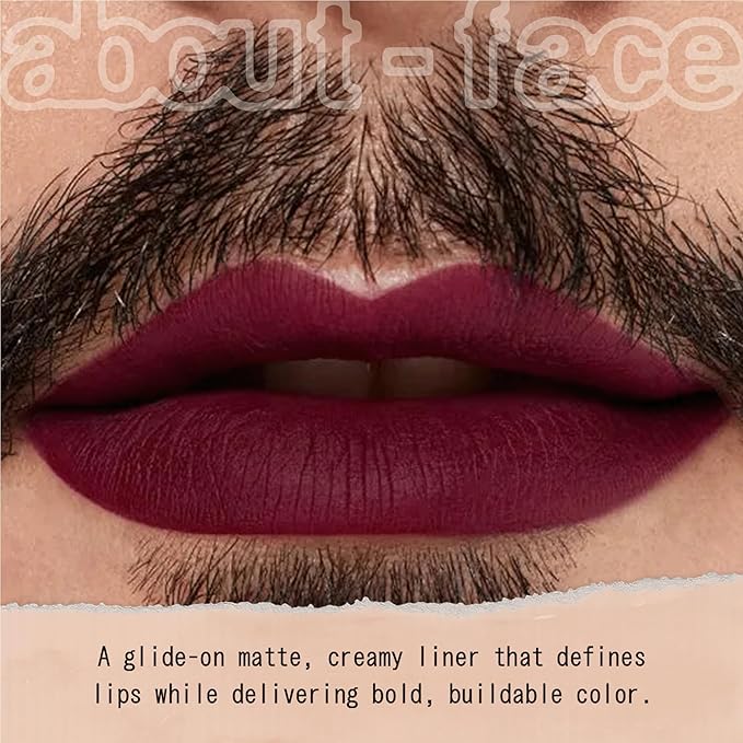 about-face Matte Fix Lip Pencil Lost Time – Long-Wear, Creamy Matte Lip Liner with Hyaluronic Acid & Vitamins C & E – Vegan, Cruelty-Free, Clean Beauty – 0.042 oz (Red Wine)