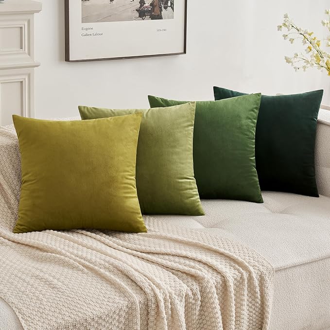 MIULEE 12x20 Inch Lumbar Velvet Throw Pillow Covers Army Green | Pack of 2 Soft Solid Decorative Pillow Covers, Modern Luxury Home Decor, for Chair Couch Sofa Bedroom Livingroom