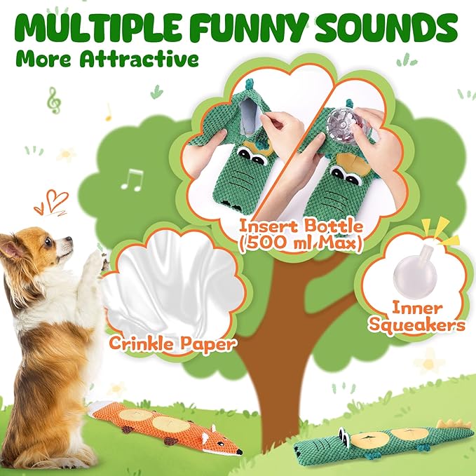 XIUGOAL Dog Toys for Chewers, 2 Pack No Stuffing Dog Toys for Boredom and Teething, Squeaky Chew Toy for Small, Medium Breed to Keep Them Busy