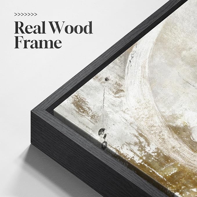 Framed Neutral Abstract Wall Art, Modern Gray Black Gold Canvas Prints Artwork for Walls, Contemporary Square Pictures for Living Room Bedroom Dining Room Hallway Office Wall Decor, 30x30 In