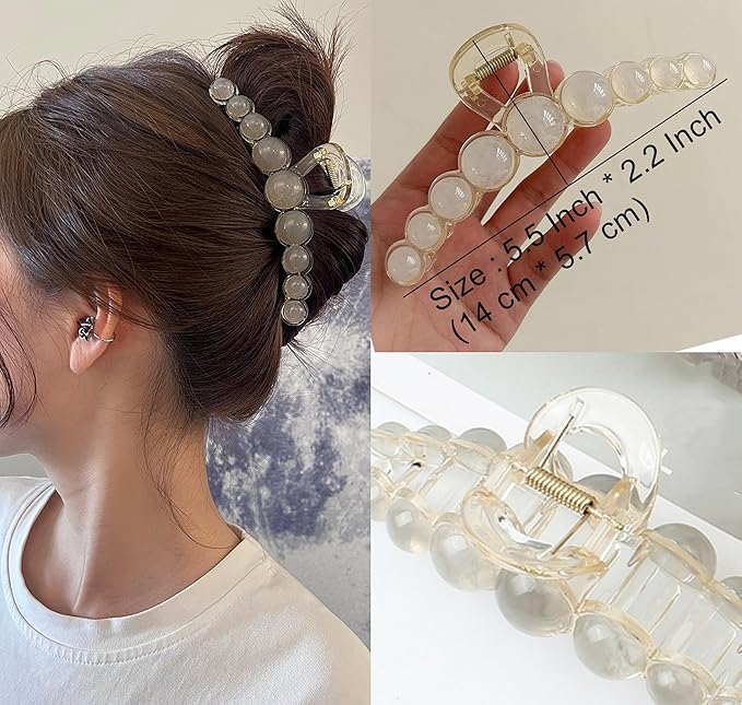 Plastic Hair Claw Clips, Extra Large Vintage Claw Jaw Clip for Women, Non-Slip Strong Hold Elegant Acrylic Ornaments Clasps Styling Clamps Accessories for Lady Thin, Thick Hair (2 Pack)