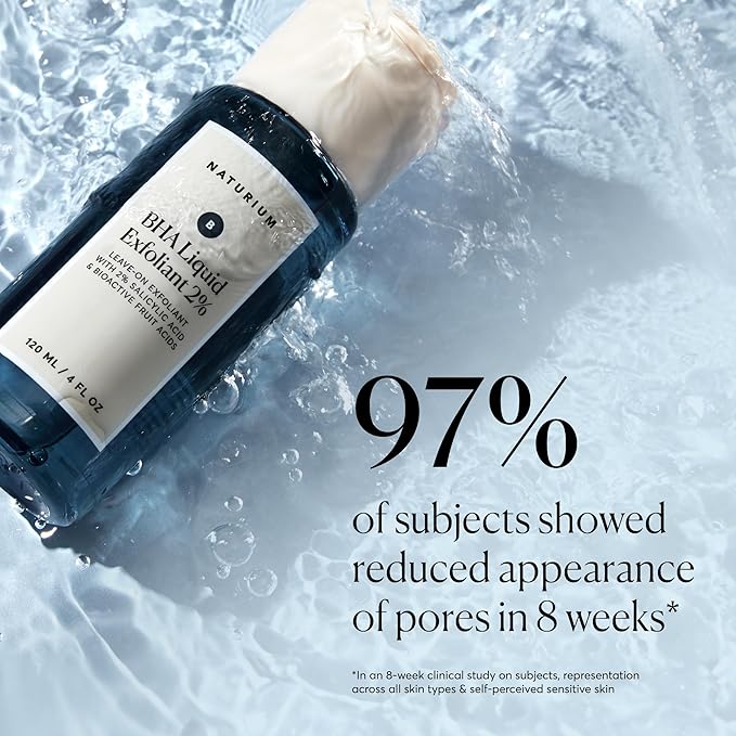 Naturium BHA Liquid Exfoliant 2%, Leave-on Face & Skin Care Exfoliating Pore Treatment, with Salicylic Acid & Bioactive Fruit Acids, Packaging May Vary, 4 oz