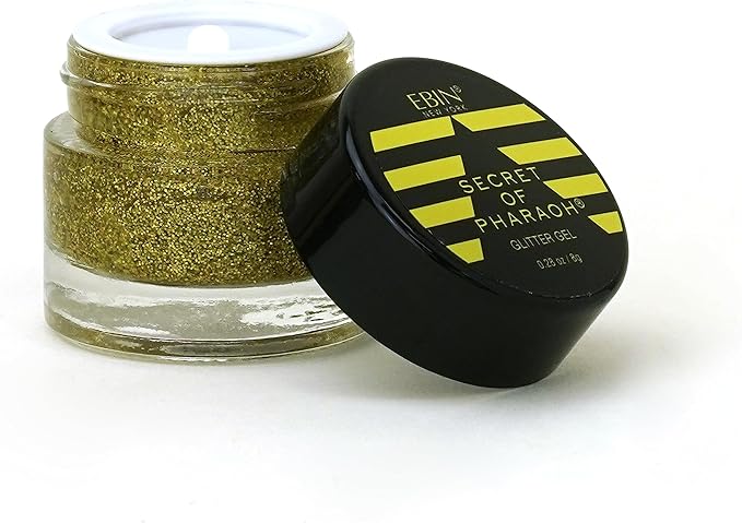 Dazzle and Delight: Secret of Pharaoh Glitter Gel for Hair, Body and Face - Gold Rush | 6 Vibrant Colors, Long Lasting Sparkles, Ideal for Parties, and Festival Look, Glammarous Effect
