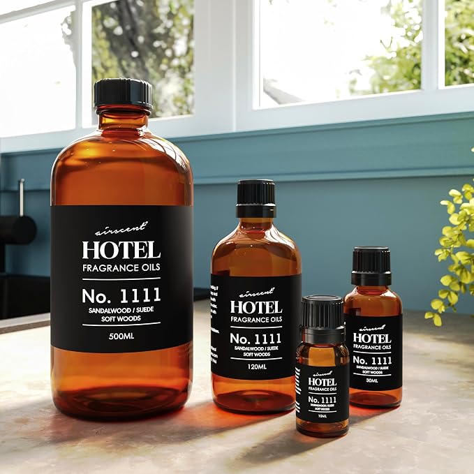 AirScent My Way Diffuser Oil No. 1111 Inspired by the 1 Hotel - 10 mL | Sandalwood Suede Soft Woods - Hotel Fragrance Oil for Ultrasonic and Waterless Diffusers and Crafting - 0.34 fl oz Bottle