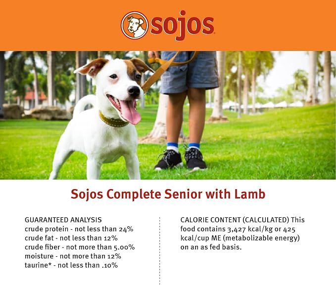 Sojos Complete Freeze Dried Raw Adult Dry Dog Food, Grain Free, Natural, Lamb Recipe, 7 lb Bag