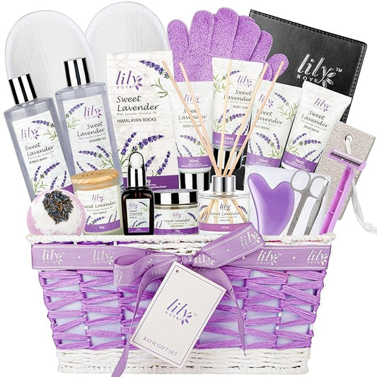 Mother's Day Gift Basket for Mom, Gifts for Women, Spa Gift Basket for Women - 22 Piece Lavender Bath and Body Skin Care Set for Women, Spa Kit | Birthday Gifts, Valentines Day Gift, Christmas Gift