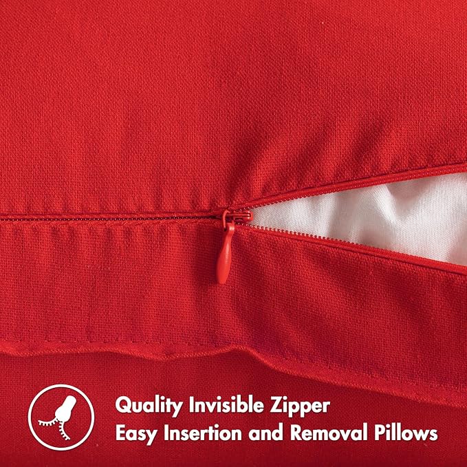 MIULEE Euro Shams Decorative Linen Pillow Covers 24x24 Inch Christmas Red | Pack of 2, Boho Farmhouse Modern Soft Accent Throw Pillows, Neutral Cushion Covers, Home Decor for Bed Sofa Couch Living Room