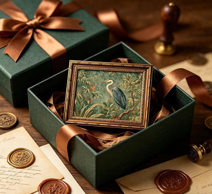 Vintage Gold Framed Canvas Wall Art Blue Heron Nature Wildlifate Painting Picture Wall Decor Botanical Birds Poster Print Artwork for Living Room Bedroom Office Home Decoration
