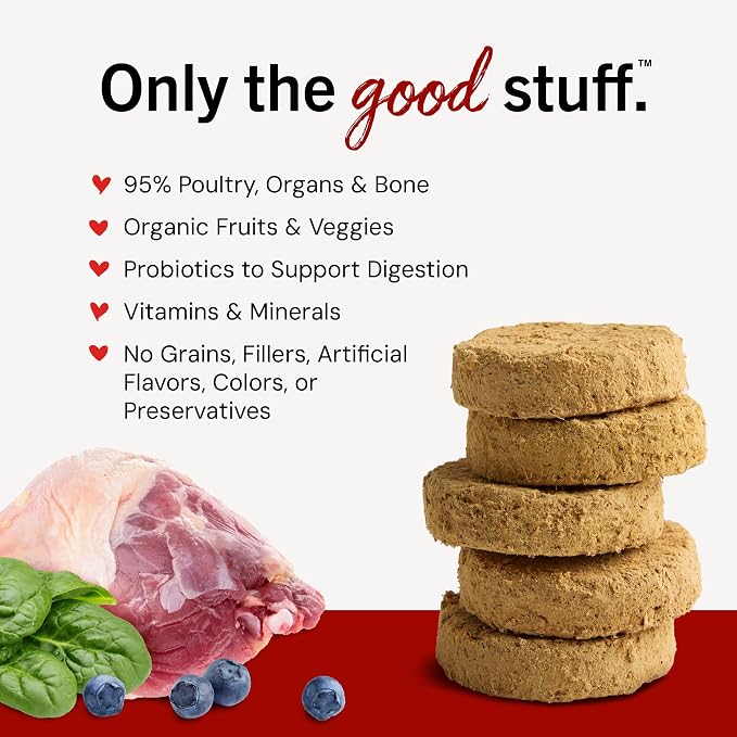 Stella & Chewy's Freeze-Dried Raw Dinner Patties - Duck Duck Goose Recipe - High Protein Grain-Free Puppy & Dog Food - Perfect for Picky Eaters - 14 oz
