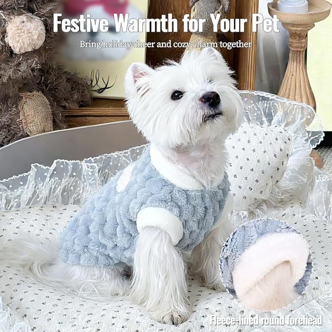 Dog Sweater for Small Dogs Puppy Cats Winter Warm Soft Pet Clothes Pullover Cute Extra Small Dog Apparel, Cat Sweaters for Cats Only Fit Chihuahua Yorkie(Blue, S)