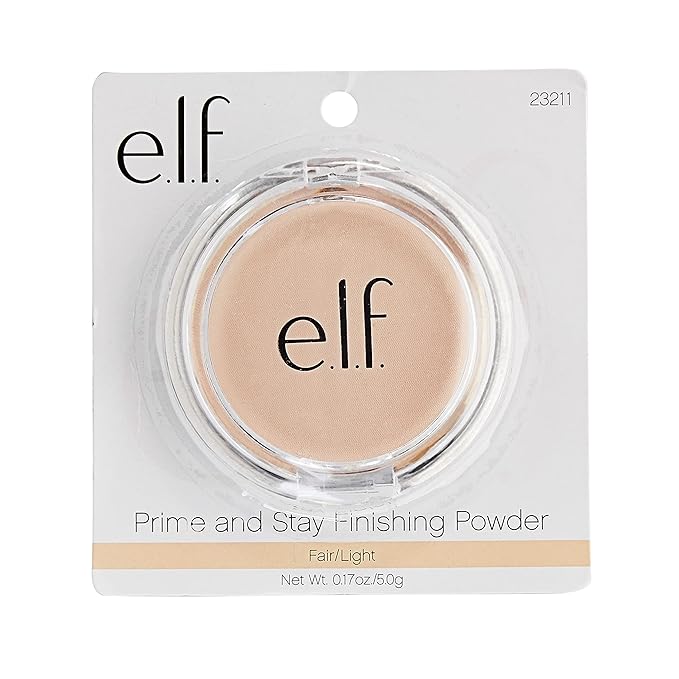 e.l.f. Prime & Stay Finishing Powder, Sets Makeup, Controls Shine & Smooths Complexion, Sheer, 0.18 Oz (5g)