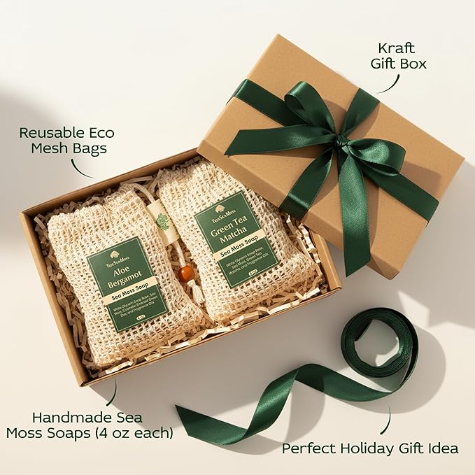 Holiday Gift Sea Moss Soap Bar – All-Natural Detox Soap with Coffee, Vanilla, Coconut & Oatmeal Honey – Gentle Handmade Foam for Sensitive Skin, Face & Body – Christmas Gift for Men & Women