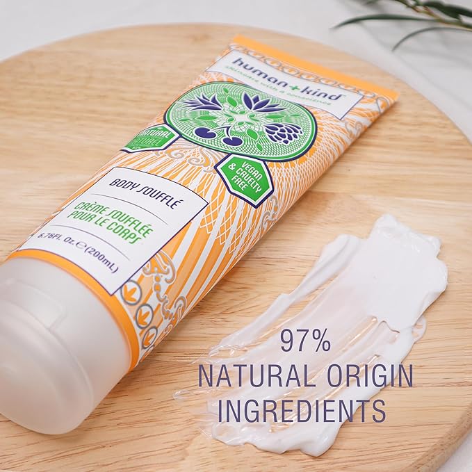 Human+Kind Body Souffle - Light, Fluffy Skin Conditioner for Hydrating and Smoothing Dry Skin - Natural, Vegan Formula with Shea Butter and Apricot Kernel Oil - Light, Fresh Fragrance - 6.76 oz